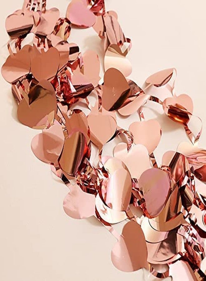 WOLFANO Rose Gold Heart Shape Decorative Curtain for Kids Birthday, DJ, Disco Theme Party,6 ft Long - Image 4